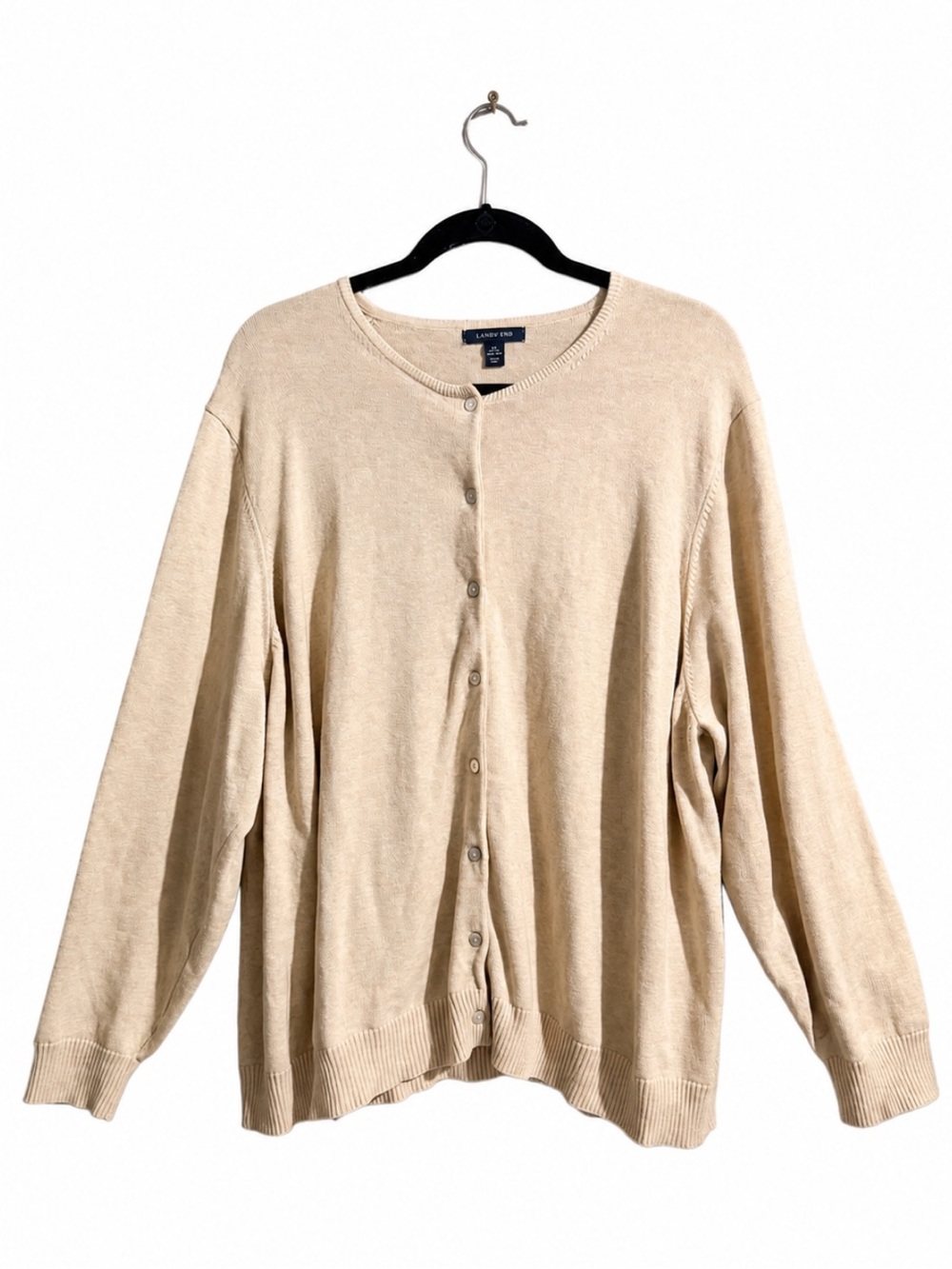 Lands' End 3X Supima Cotton Cardigan Sweater
Beige Button Front